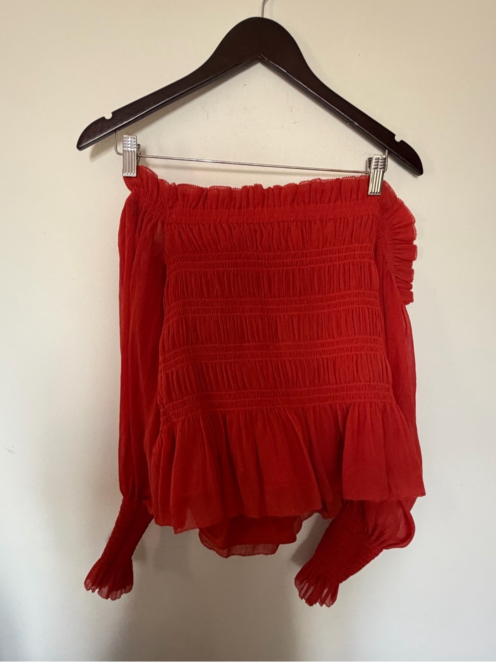 AllSaints Lara Off-The-Shoulder Top in Orange - 10 - Picture 12 of 12